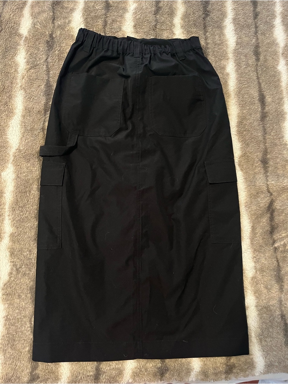 Love Tree Black Cargo Pencil Skirt with Front Slit - Picture 3 of 4
